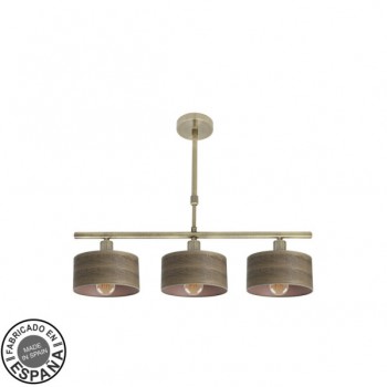 Distribuidor - Lâmpadas Diversas | Lâmpadas Modernas | LAMPARA GILDA 3XE14 CUERO/MADERA OSCURA REGX55X14 CM Ref: 190353084